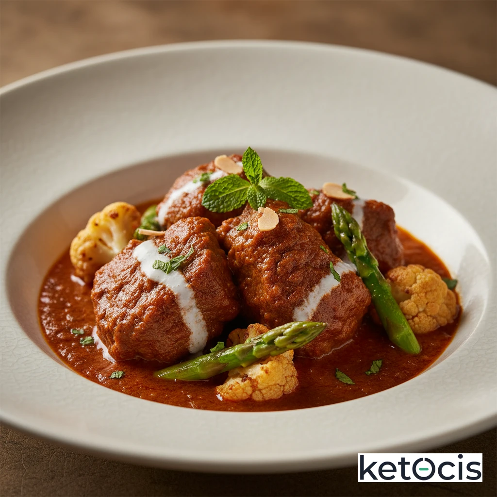 Curry Cetogénico de Cordero Estilo Rogan Josh Sin Carbohidratos