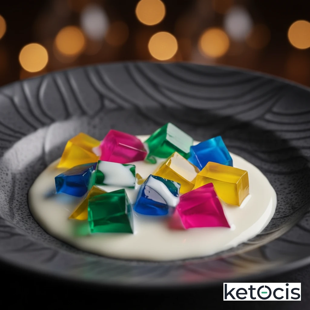 Gelatina Cetogénica Mosaico con Colores Naturales y Nata Líquida