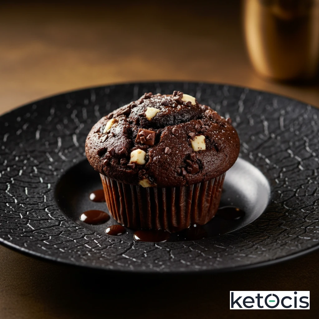 Muffin Keto de Triple Chocolate Esponjoso y Lleno de Sabor