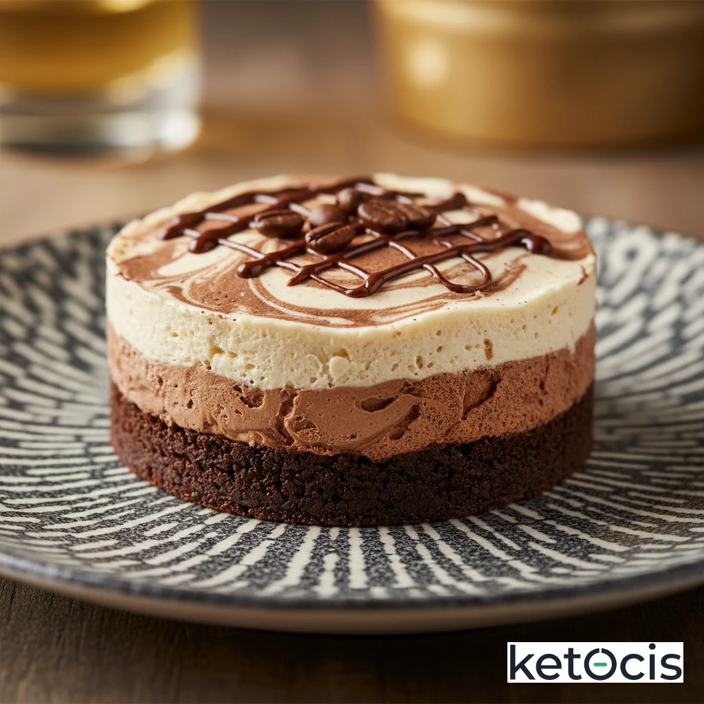 Tarta Cetogénica Helada de Café Moka y Base de Cacao Amargo