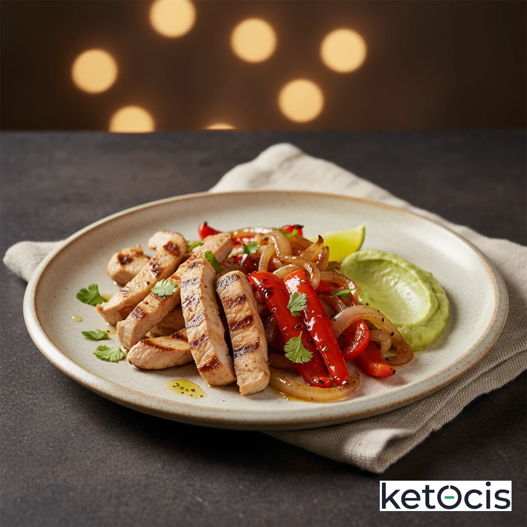 Fajitas Cetogénicas de Pavo con Cebolla y Pimiento Rojo Asado