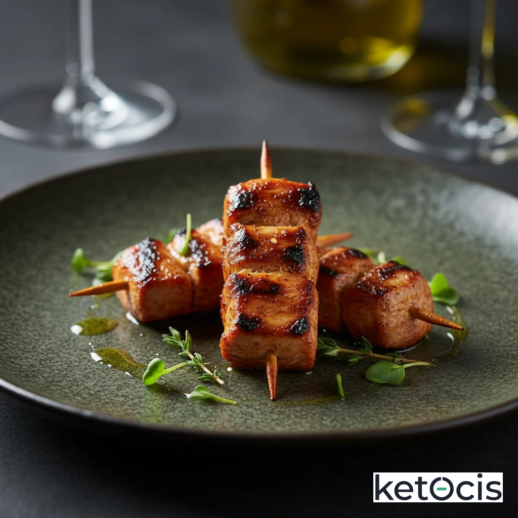 Pinchos Cetogénicos de Pollo Adobados con Pimentón Ahumado