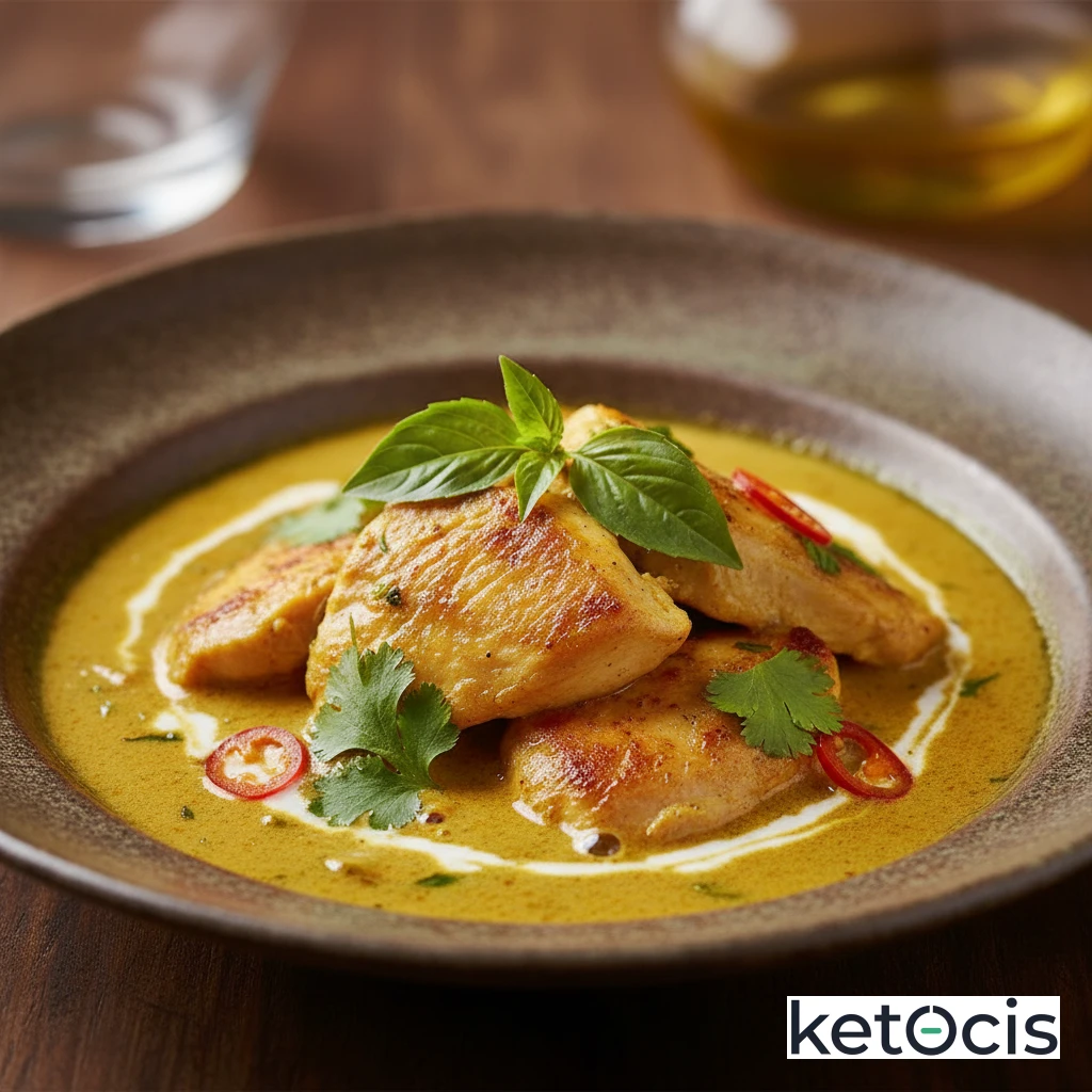 Pollo Keto al Curry Amarillo Tailandés Suave y Cremoso