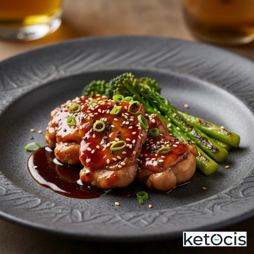 Pollo Cetogénico Falso Teriyaki con Soja Oscura y Eritritol