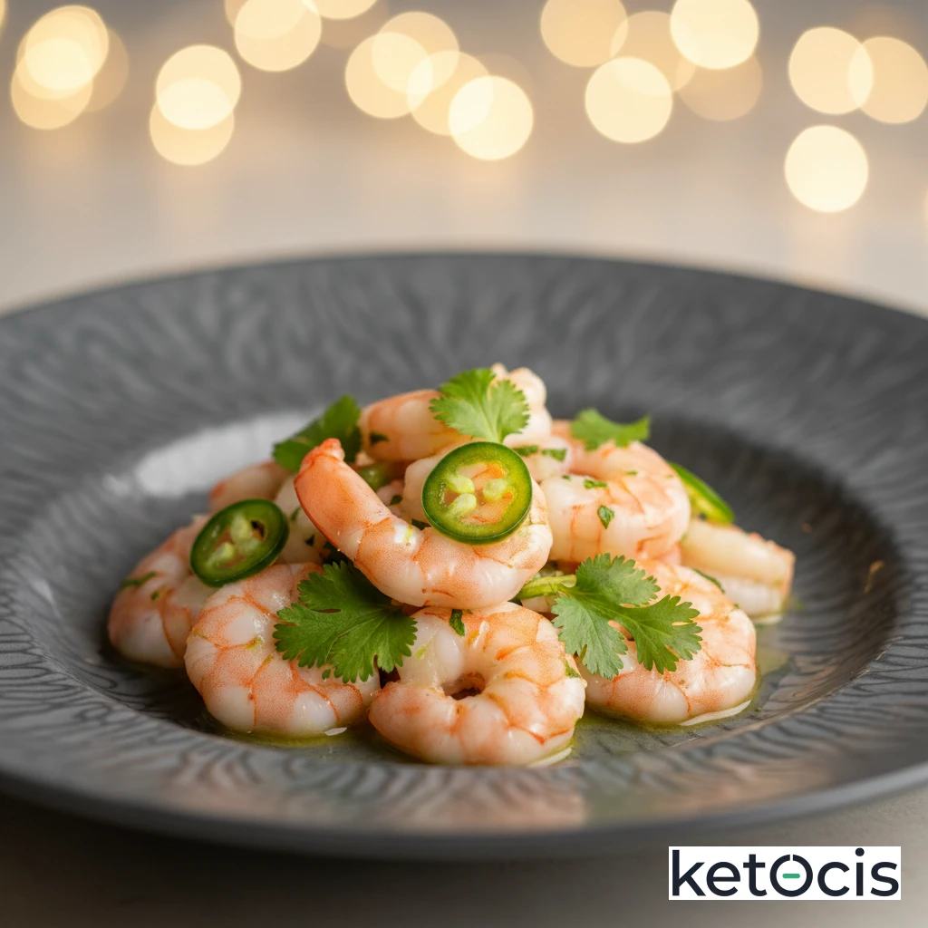 Ceviche Keto de Gambas con Zumo de Lima y Cilantro Picado