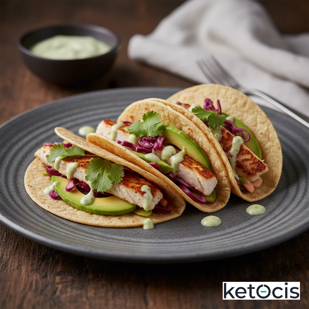 Tacos Keto de Pescado Blanco en Tortillas de Almendra Finas