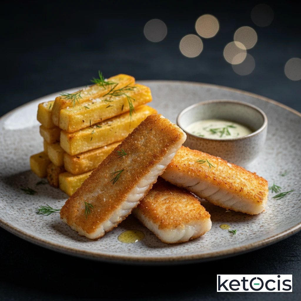 Pescado Cetogénico Estilo Fish and Chips con Rebozado Keto Frito