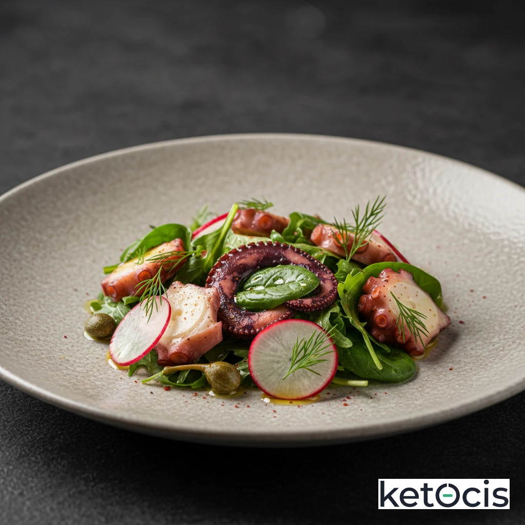 Ensalada Keto de Pulpo Hervido con Aceite de Oliva Extra Virgen