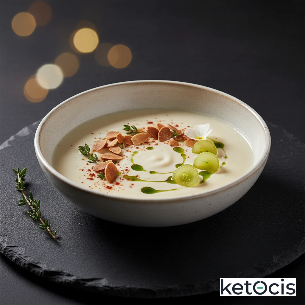 Sopa Cetogénica de Ajo Blanca Falsa Tradicional Andaluza