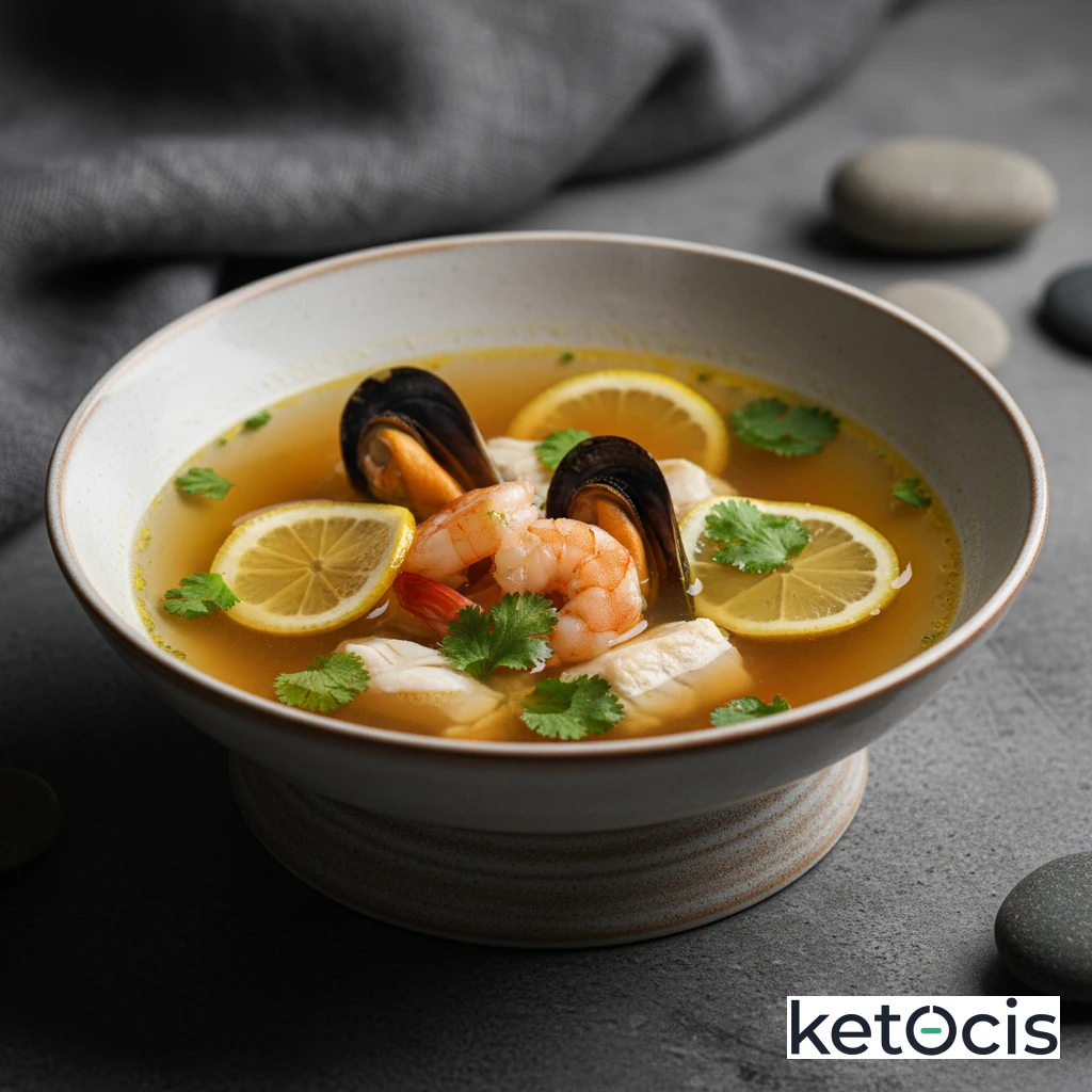 Caldo Cetogénico de Pescado Fresco con Cilantro y Limón
