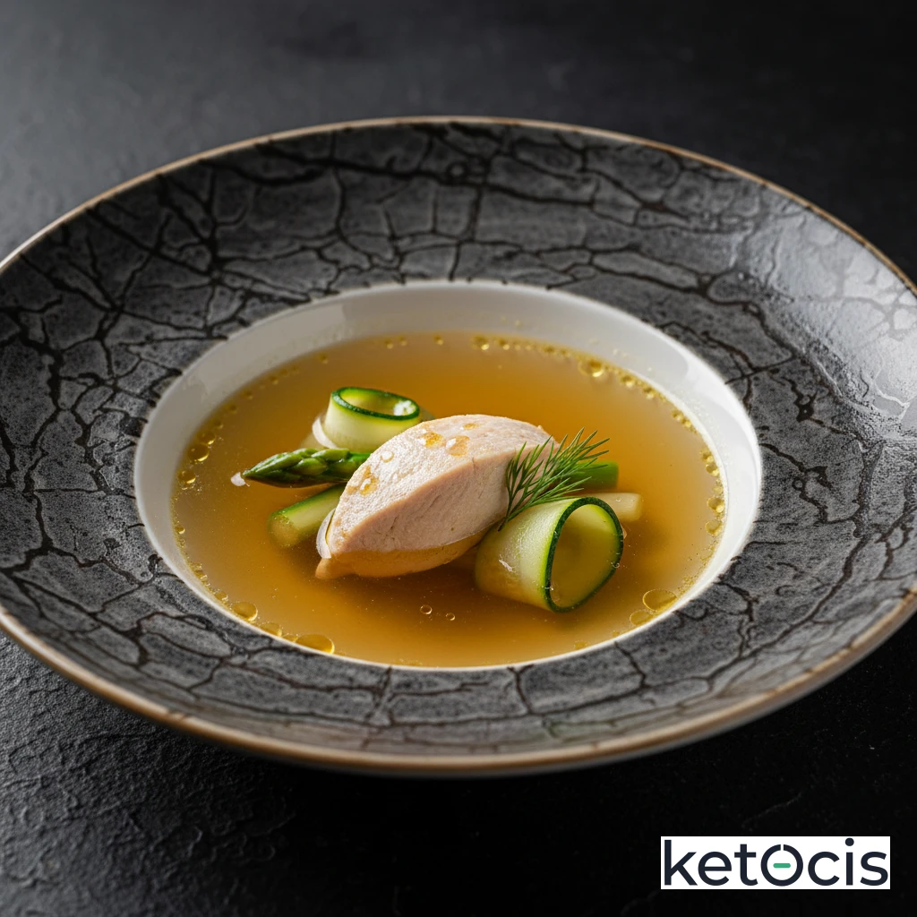 Caldo Keto Clarificado de Pollo y Verduras Permitidas Colado