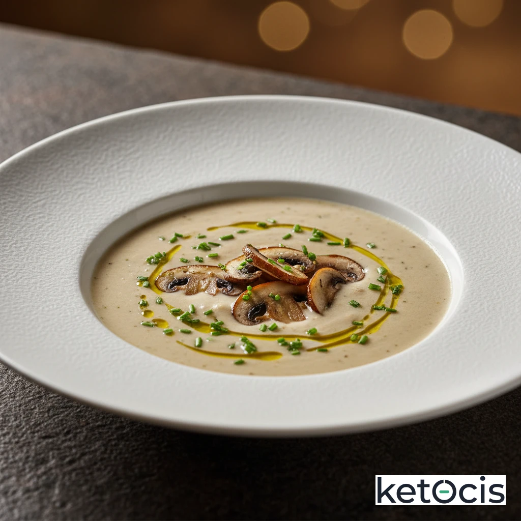 Crema Keto de Champiñones Frescos y Cebollino Picado