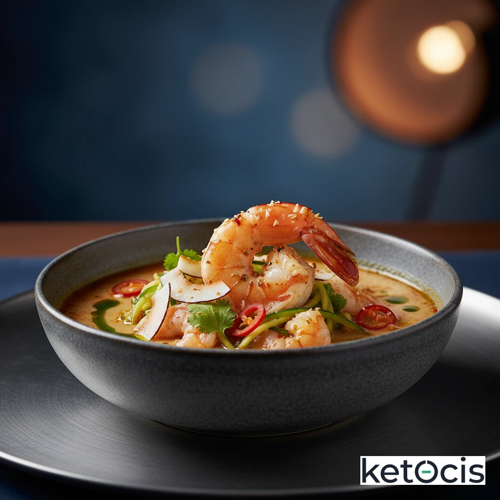 Sopa Cetogénica Picante de Gambas y Coco Estilo Asiático Falso