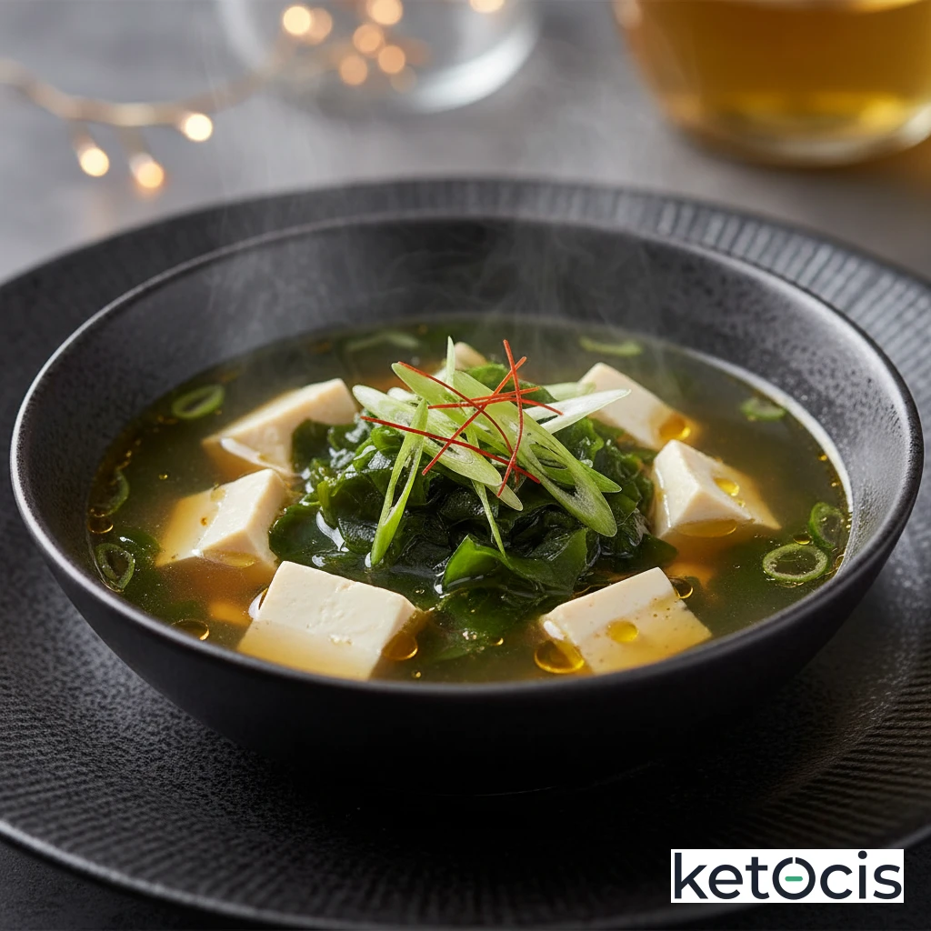 Sopa Keto de Tofu Suave y Algas Nori Caliente