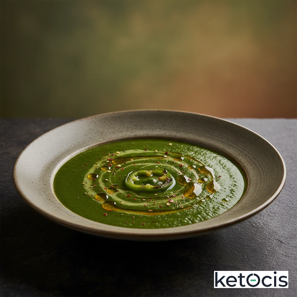 Crema Cetogénica de Pimientos Verdes Asados y Aceite de Oliva