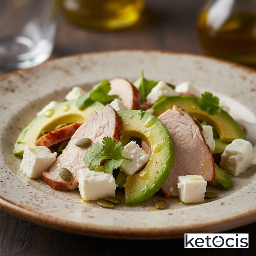 Ensalada Cetogénica de Pavo, Aguacate y Queso de Burgos Fresco