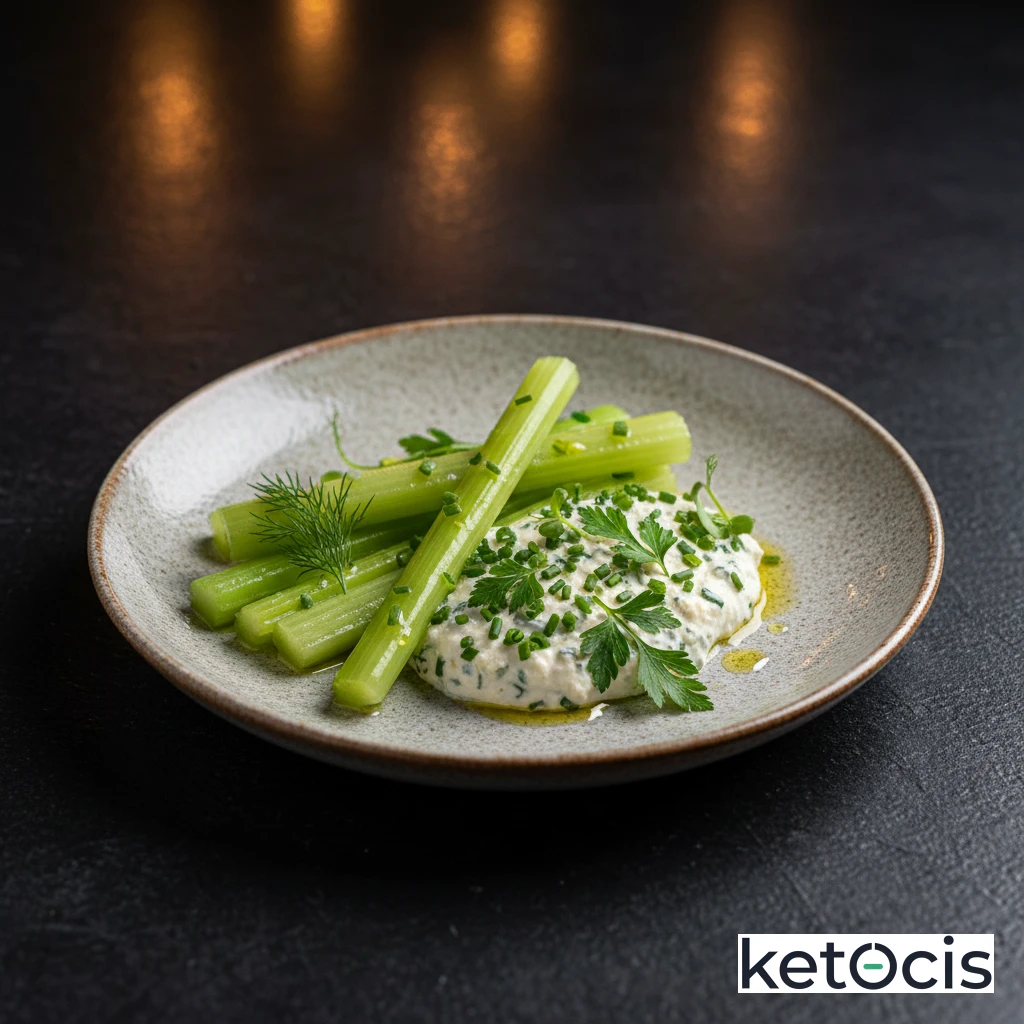 Bastoncillos Keto de Apio con Crema de Queso a las Hierbas Finas