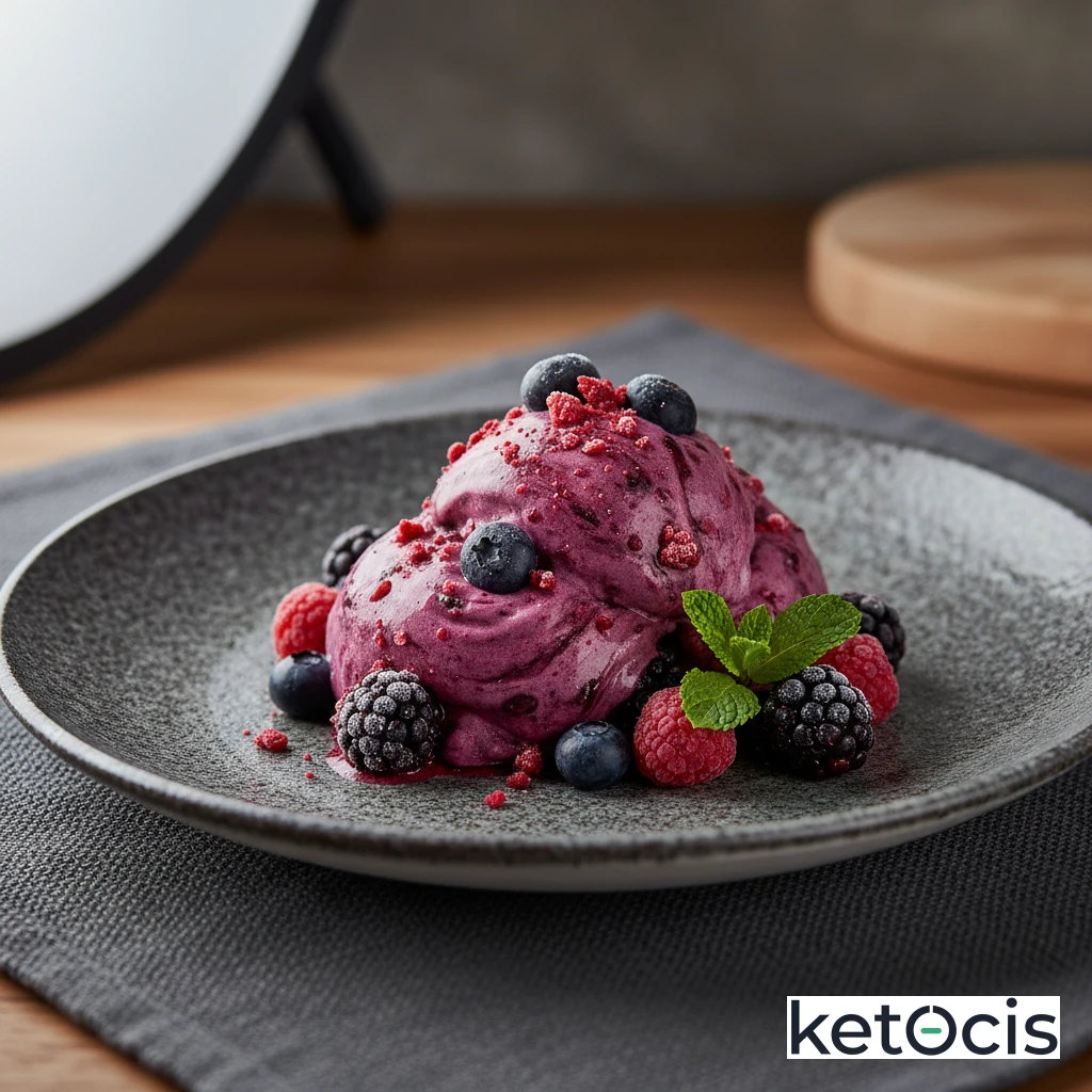 Helado Keto Falso de Frutos del Bosque Casero Cremoso