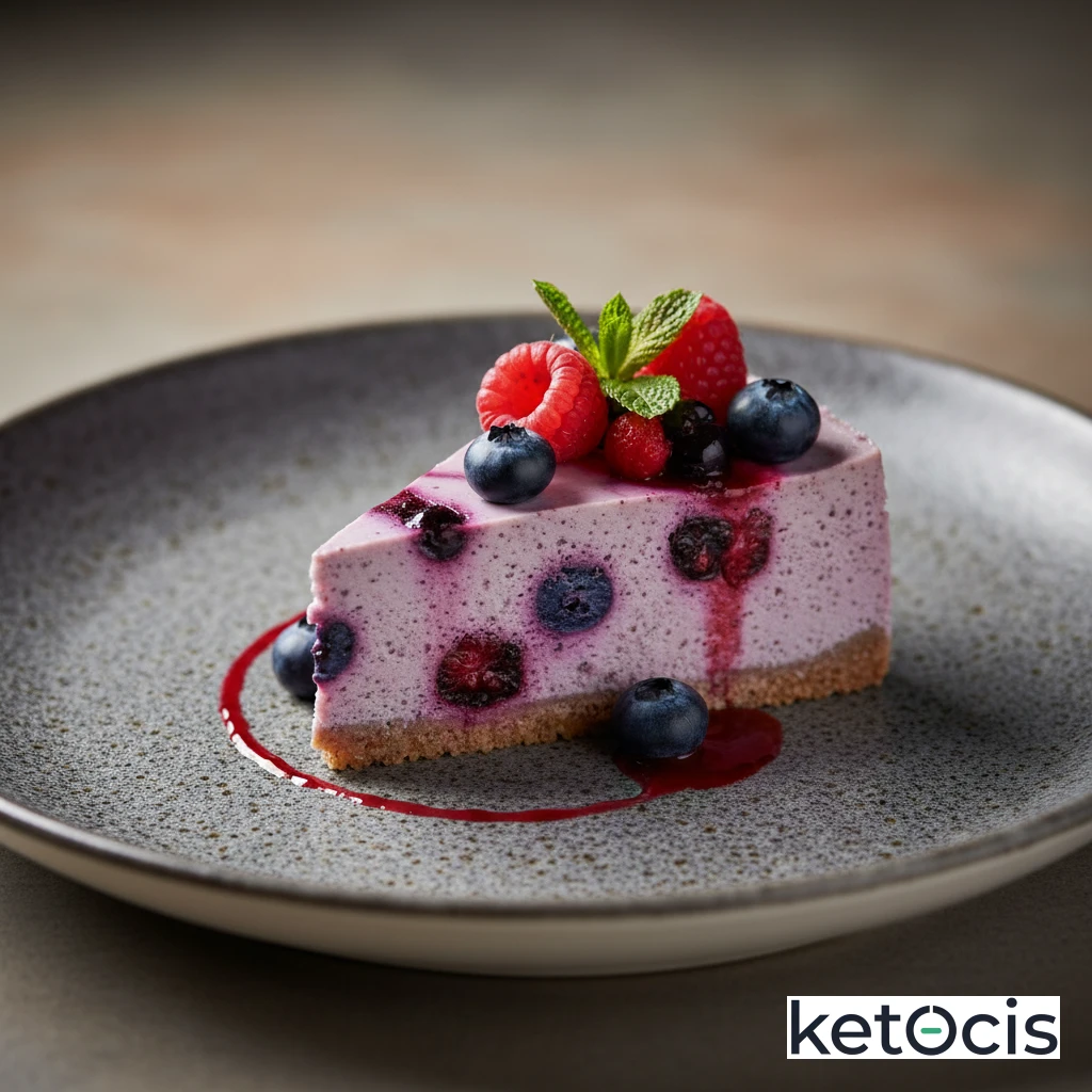 Tarta Cetogénica de Queso Falsa de Arándanos Frutos Rojos