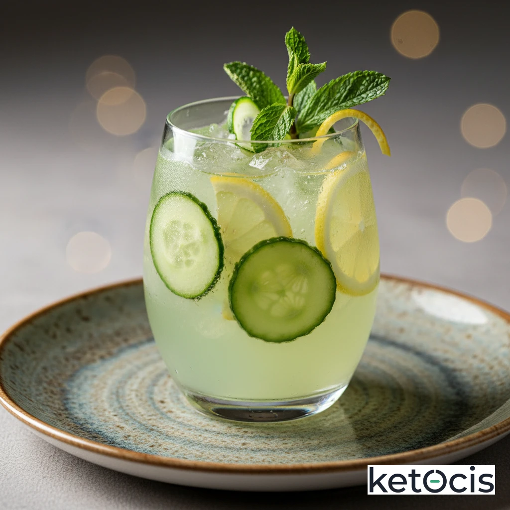 Agua Fresca Cetogénica de Pepino Menta y Limón Sin Edulcorantes