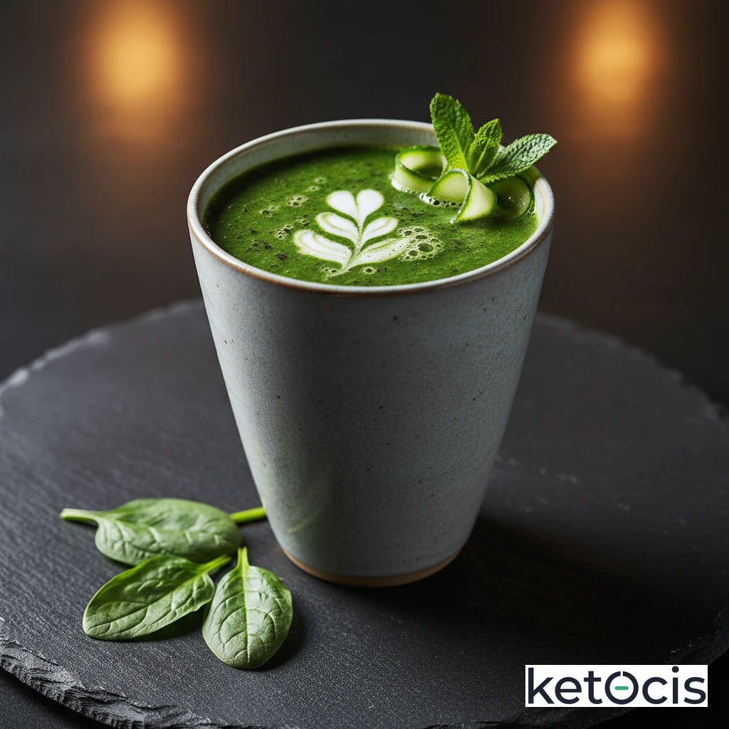 Batido Verde Cetogénico de Espinaca Pepino y Leche de Almendras