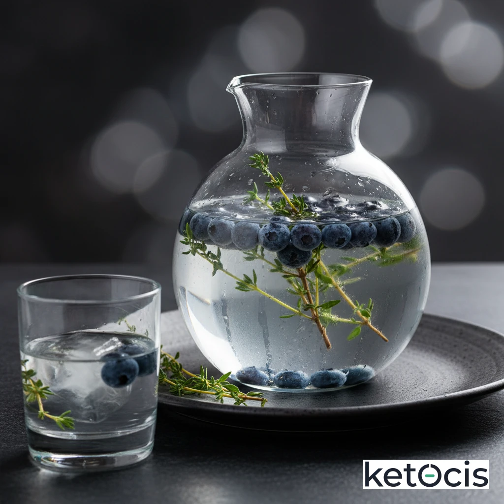 Agua Infusionada con Arándanos Frescos y Ramas de Tomillo