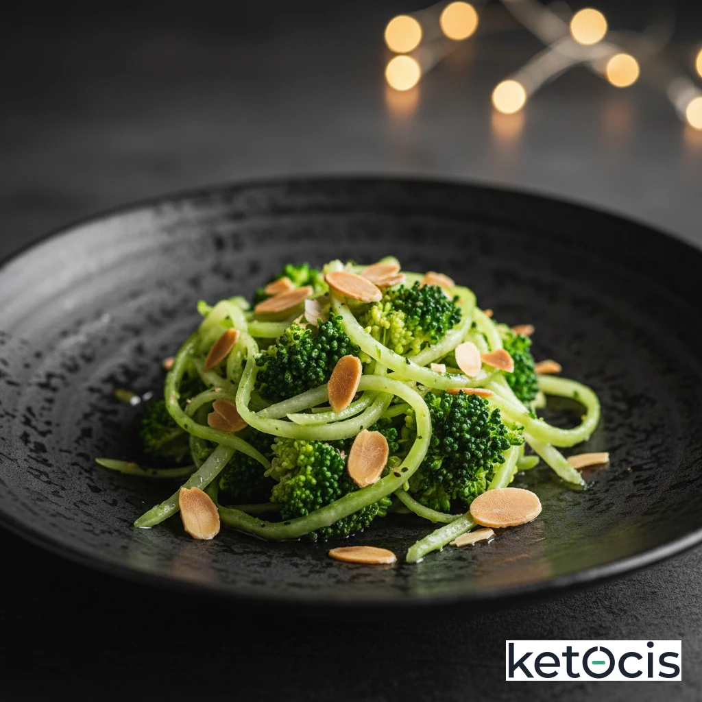 Tazón Verde Keto de Brócoli Crudo Rallado y Almendras Fileteadas