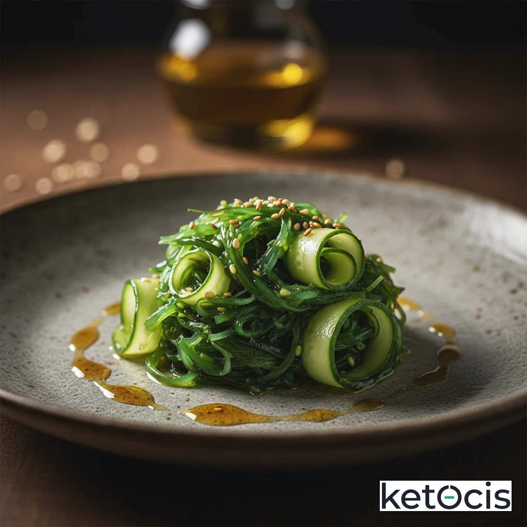 Ensalada de Algas Wakame con Aceite de Sésamo y Pepino Laminado