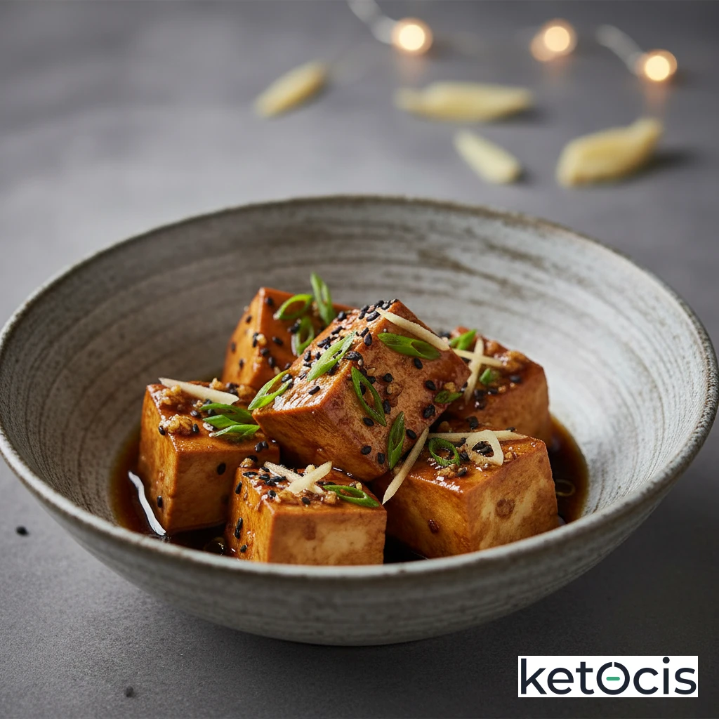 Tazón Keto de Tofu Sedoso Aliñado con Tamari y Jengibre Fresco