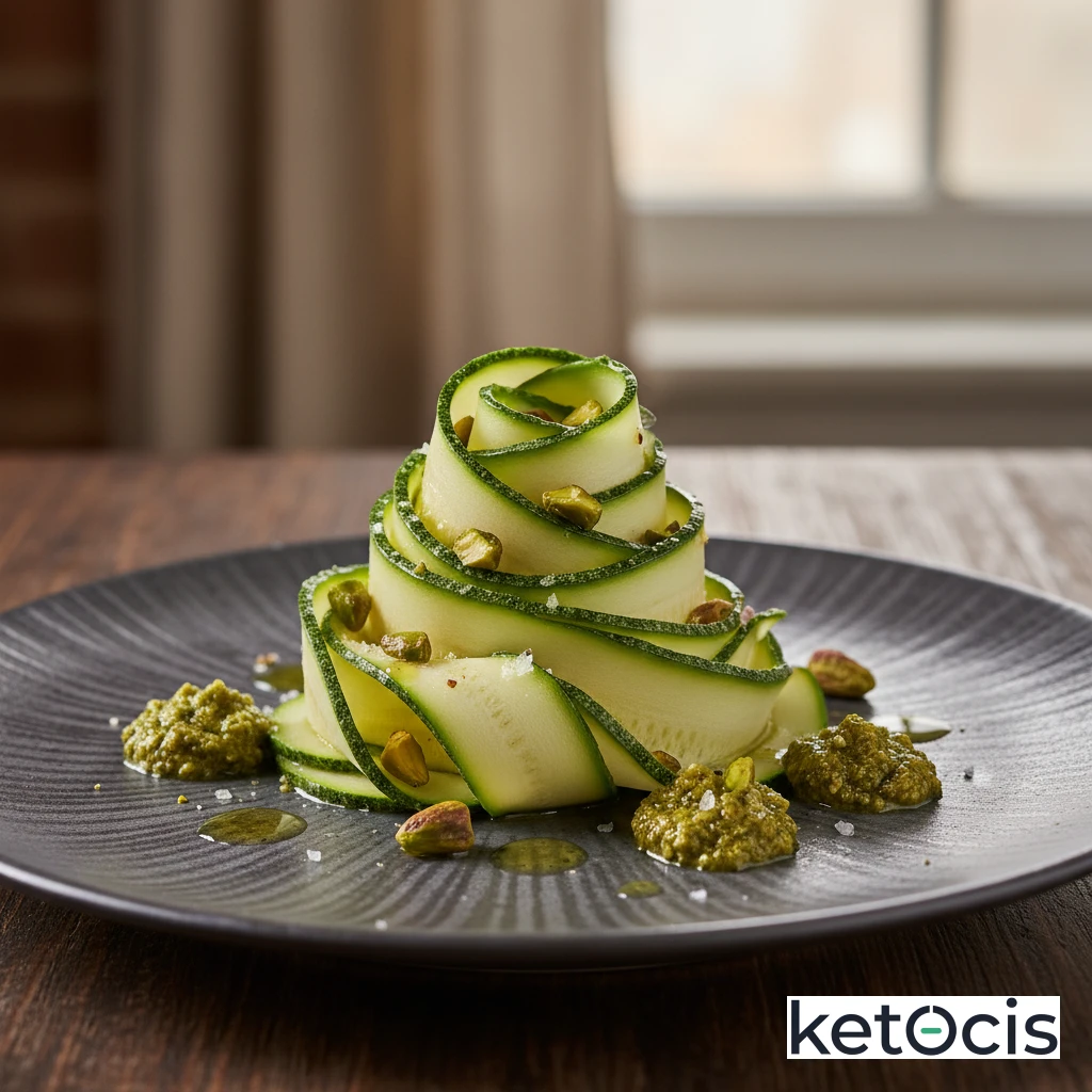 Ensalada de Calabacín Crudo Laminado con Pesto de Pistachos Casero
