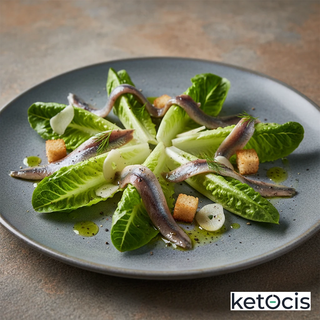 Ensalada de Cogollos de Lechuga con Anchoas del Cantábrico y Ajo
