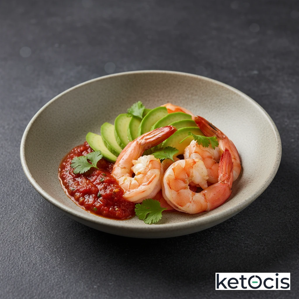 Bowl de Camarones al Vapor con Aguacate y Salsa de Tomate Casera Sana