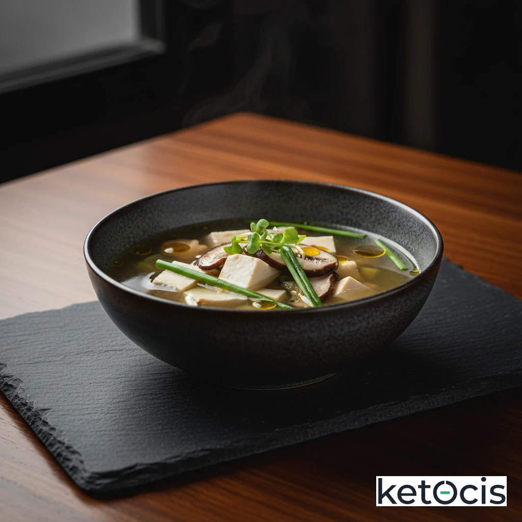 Sopa de Tofu y Setas Shiitake en Caldo de Verduras Claro