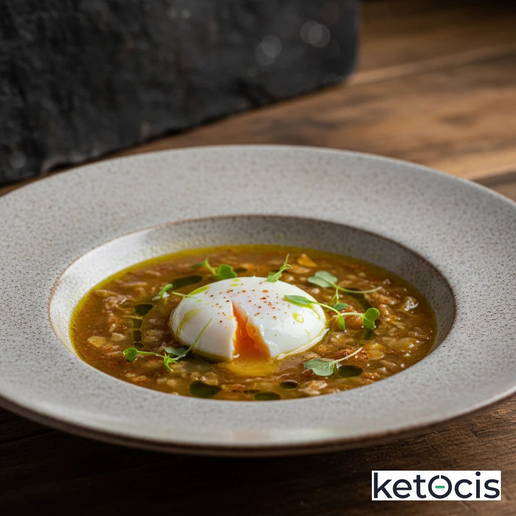 Sopa de Ajo Castellana Adaptada con Huevo Escalfado Natural Sin Pan