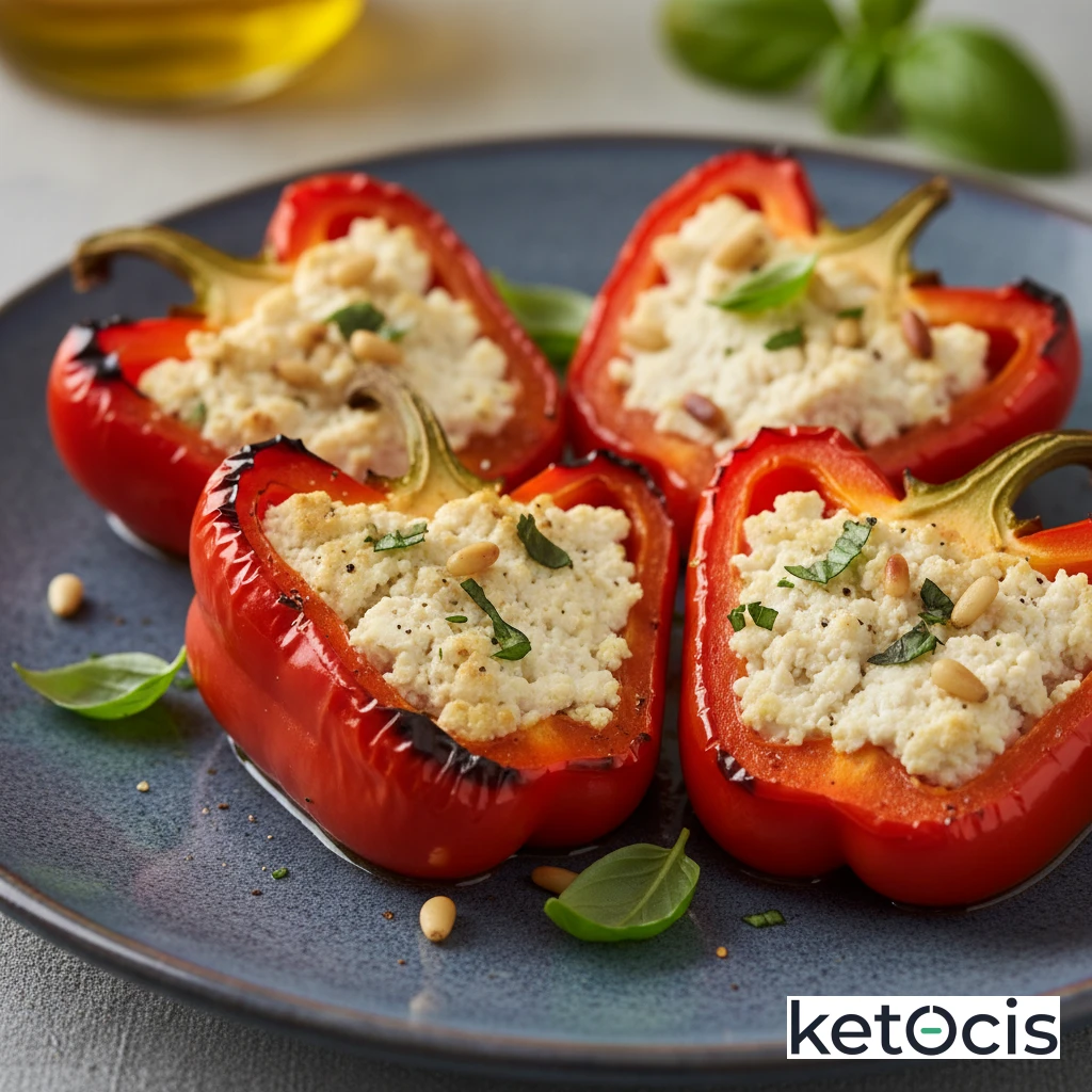 Pimientos Rojos Asados Lentos al Horno Rellenos de Tofu Natural