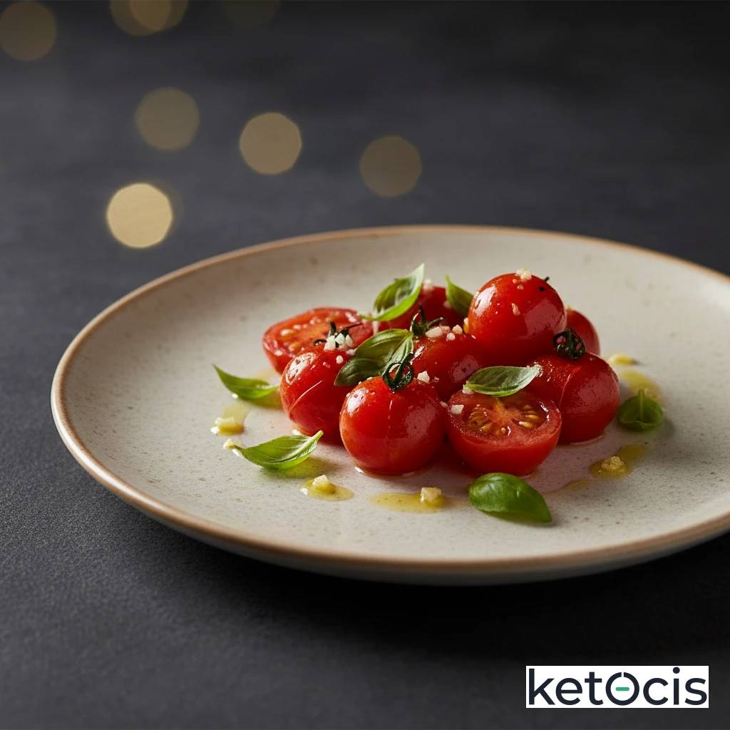 Tomates Horneados Ligeramente con Albahaca y Ajo Picado Limpio