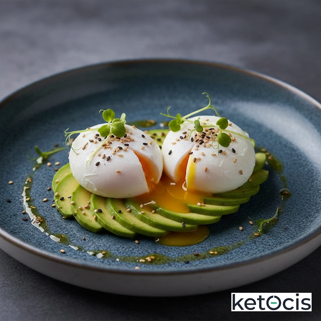 Huevos Poché Servidos sobre Aguacate Fresco Laminado