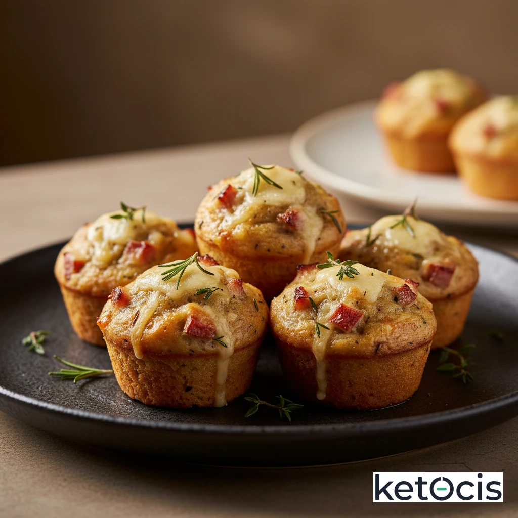 Muffins Cetogénicos de Pavo Ahumado y Queso Havarti Horneados