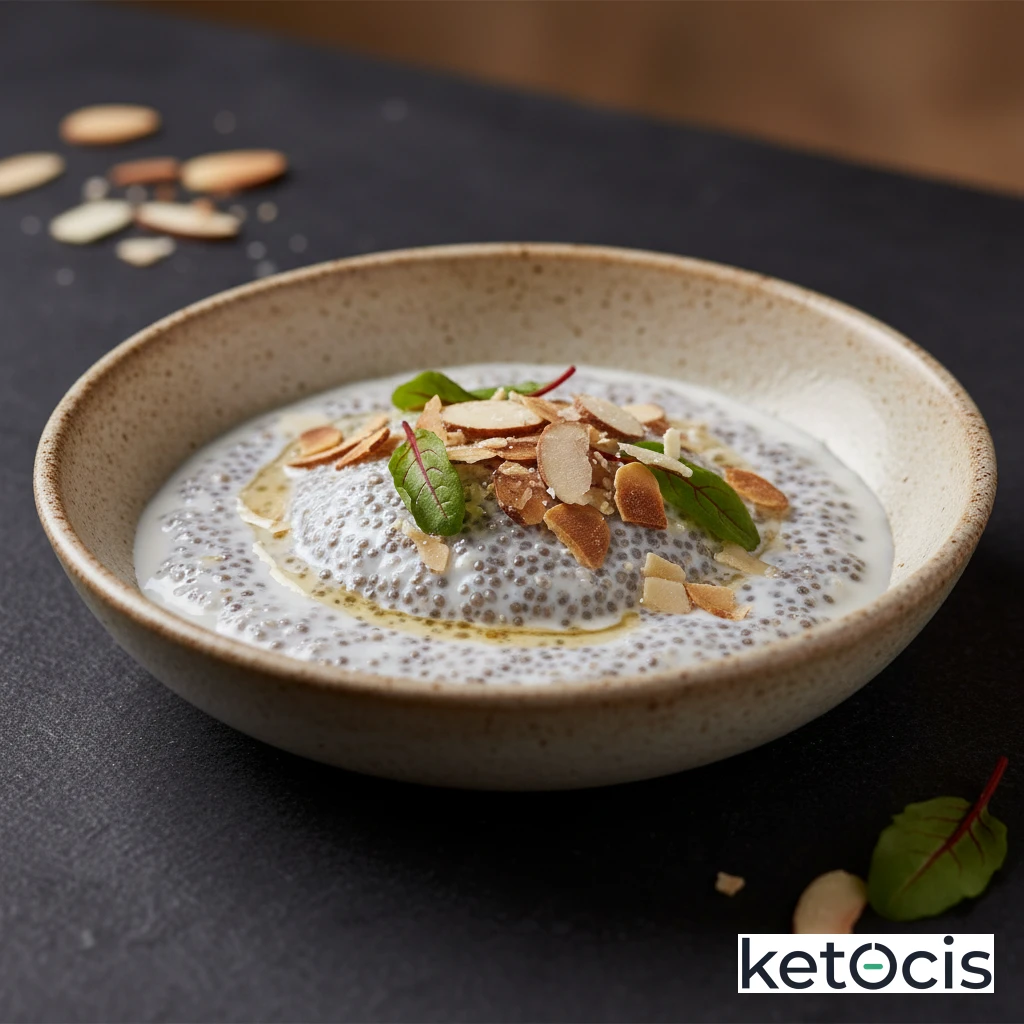 Gachas Keto de Chía con Leche de Coco y Almendras Fileteadas