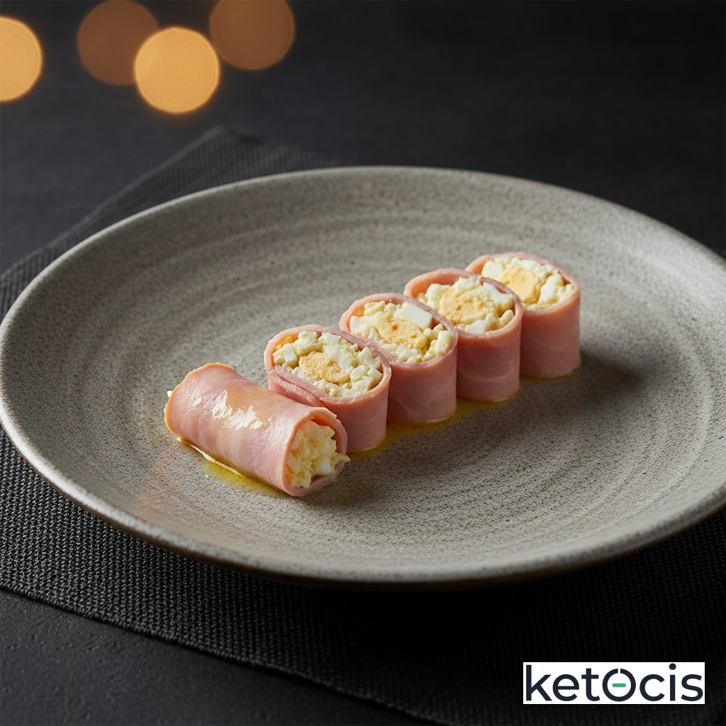 Rollitos de Jamón York Rellenos de Huevo Duro Picado y Mayonesa Casera