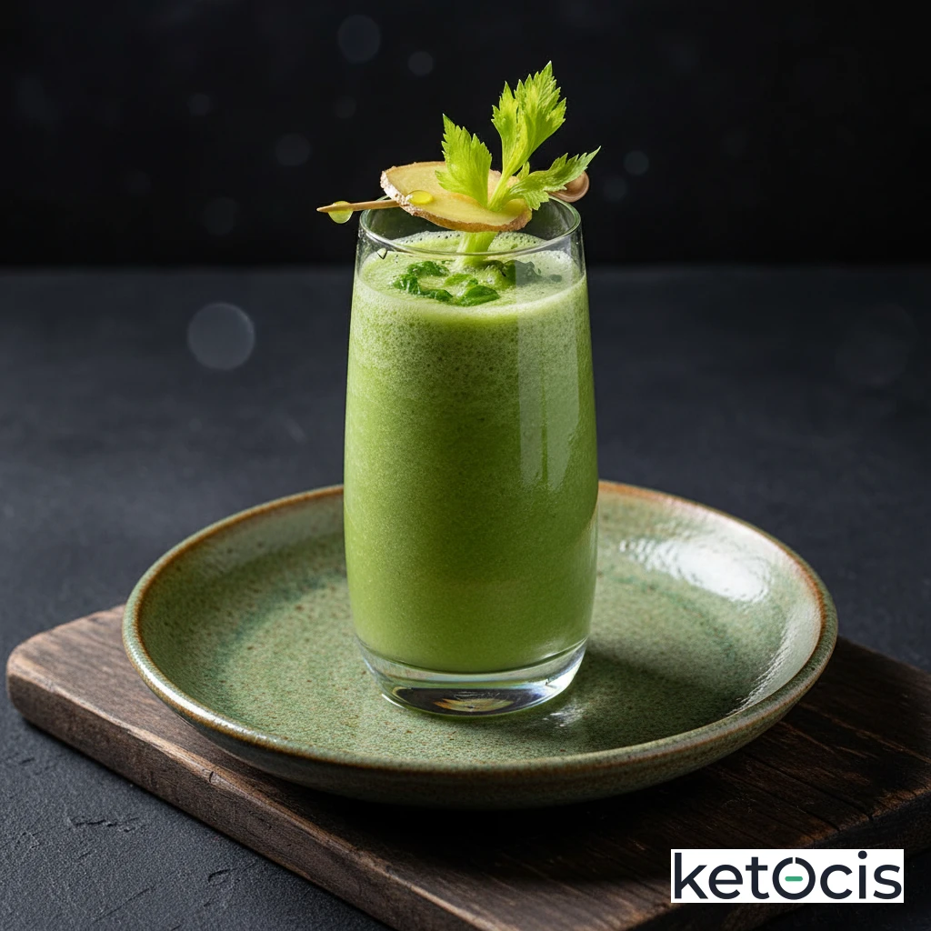 Batido Cetogénico Verde con Apio Jengibre y Zumo de Limón