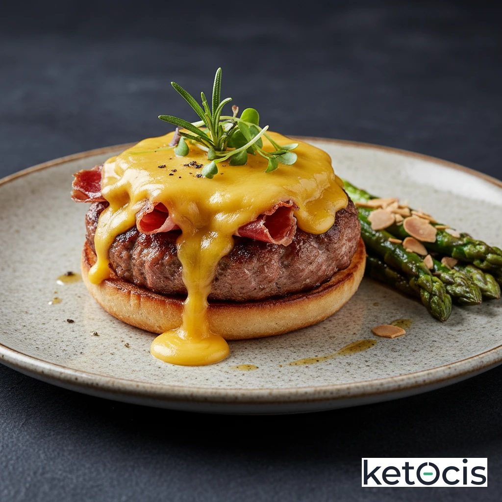 Hamburguesa Cetogénica de Cerdo Ibérico con Queso Cheddar Fundido