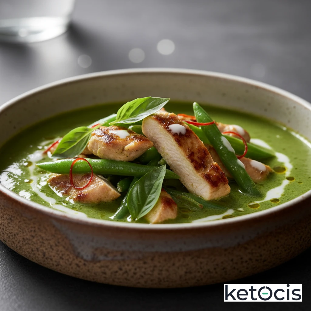 Curry Verde Cetogénico de Pechuga de Pollo y Judías Verdes