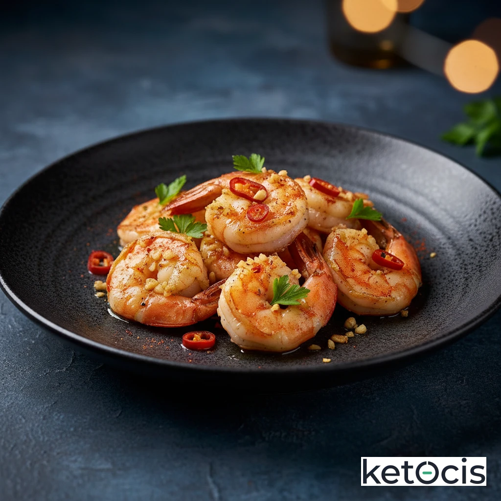 Gambas Cetogénicas Salteadas en Sartén con Ajo Picado y Guindilla