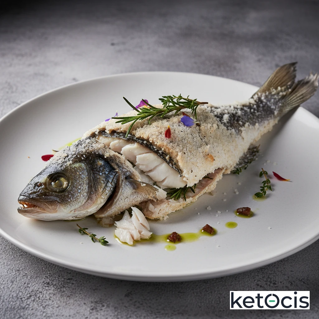 Corvina Keto a la Sal Horneada Entera para Preservar Jugos