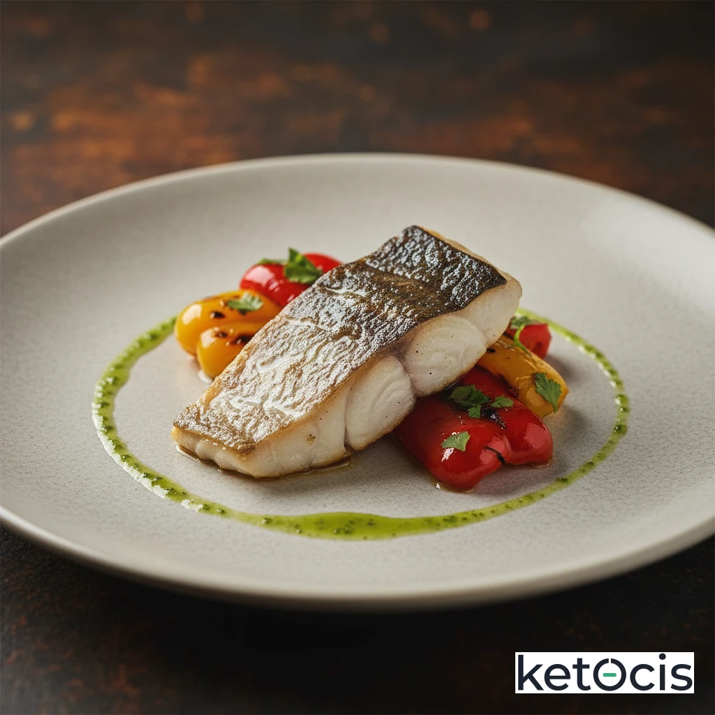 Merluza Keto a la Plancha con Guarnición de Pimientos Asados