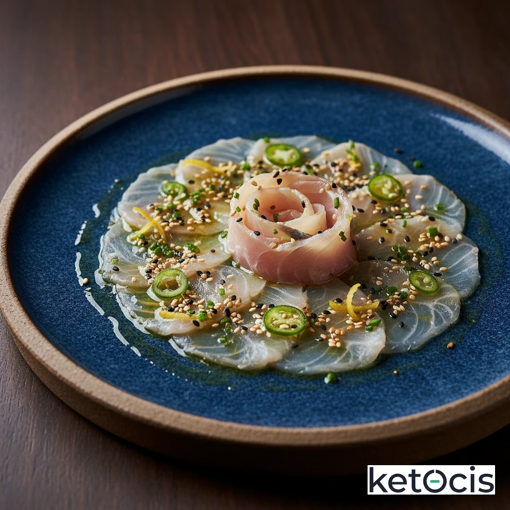Carpaccio Keto de Pez Espada con Aceite de Sésamo y Limón