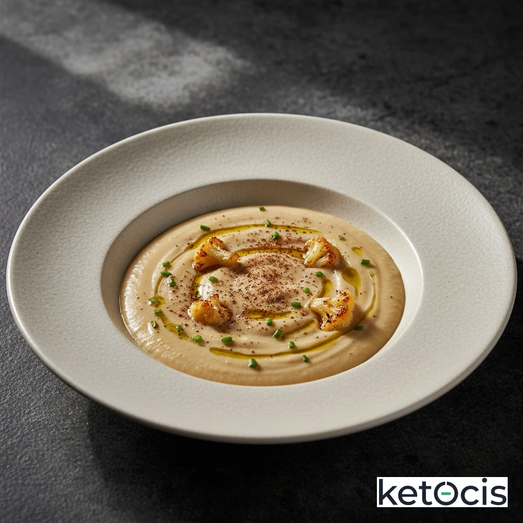 Crema Cetogénica de Coliflor Asada con Toque de Nuez Moscada