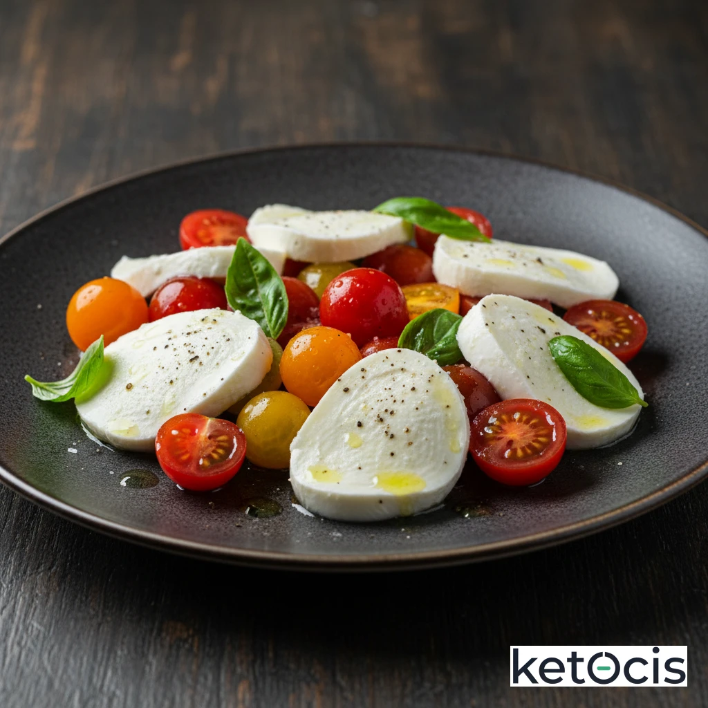 Ensalada Cetogénica Caprese Auténtica con Mozzarella de Búfala Casera