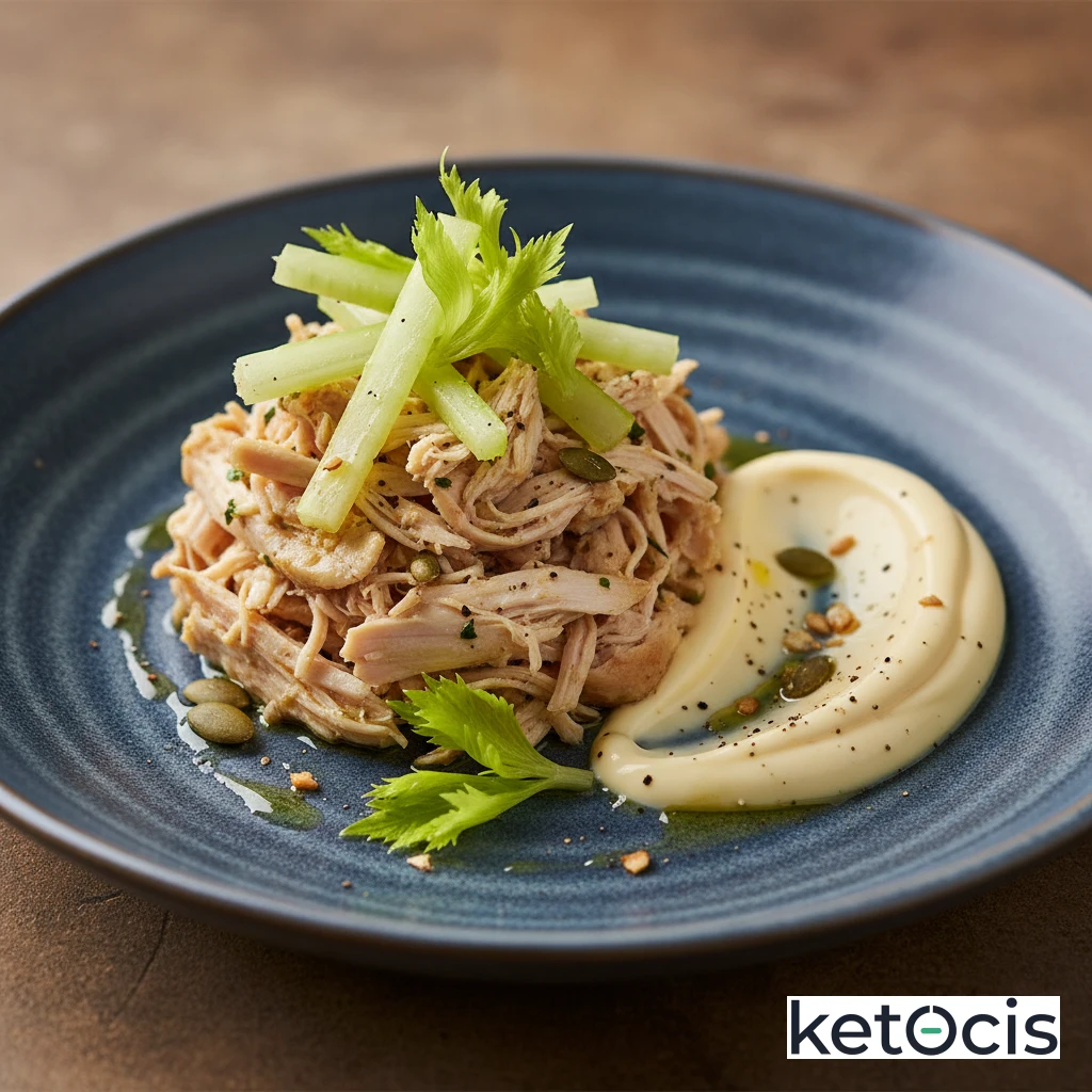 Bowl Keto de Pollo Deshebrado Apio Crujiente y Mayonesa Casera